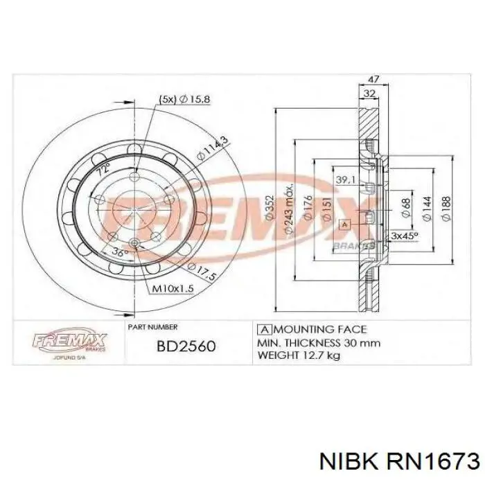 Купити RN1673 Nibk Ротор гальмівний