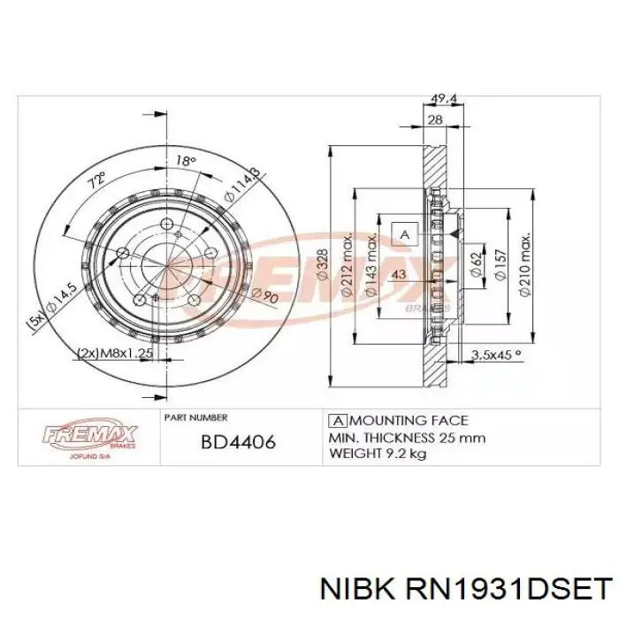Диск гальмівний передній Rotinger RT22105GLT5