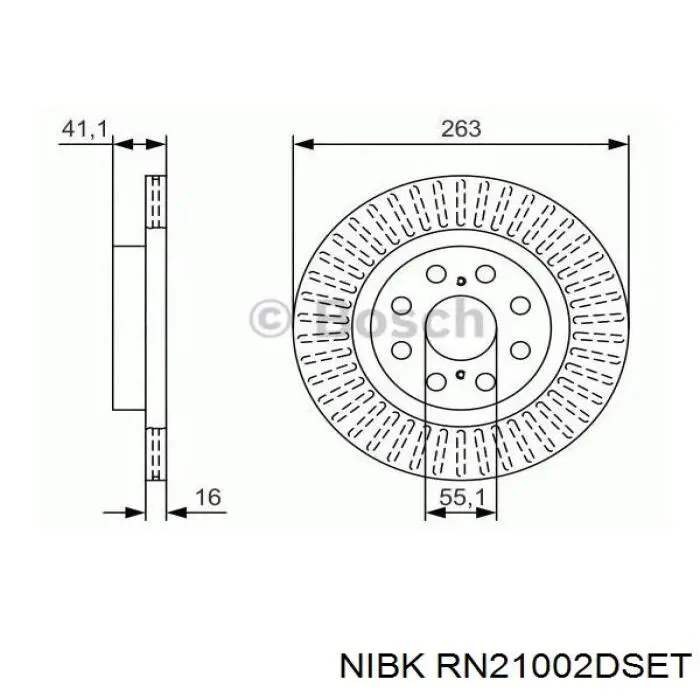 Купити RN21002DSET Nibk Диск заднього гальма