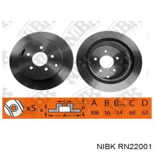 Купити RN22001 Nibk Диск заднього гальма
