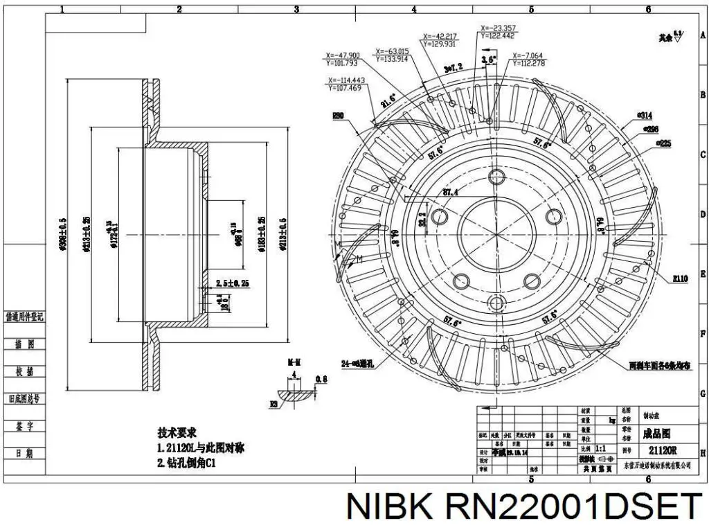 Диск гальмівний задній RN22001DSET Nibk