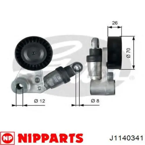Натягувач приводного ременя Nipparts J1140341 ціна, від 36.50 USD
