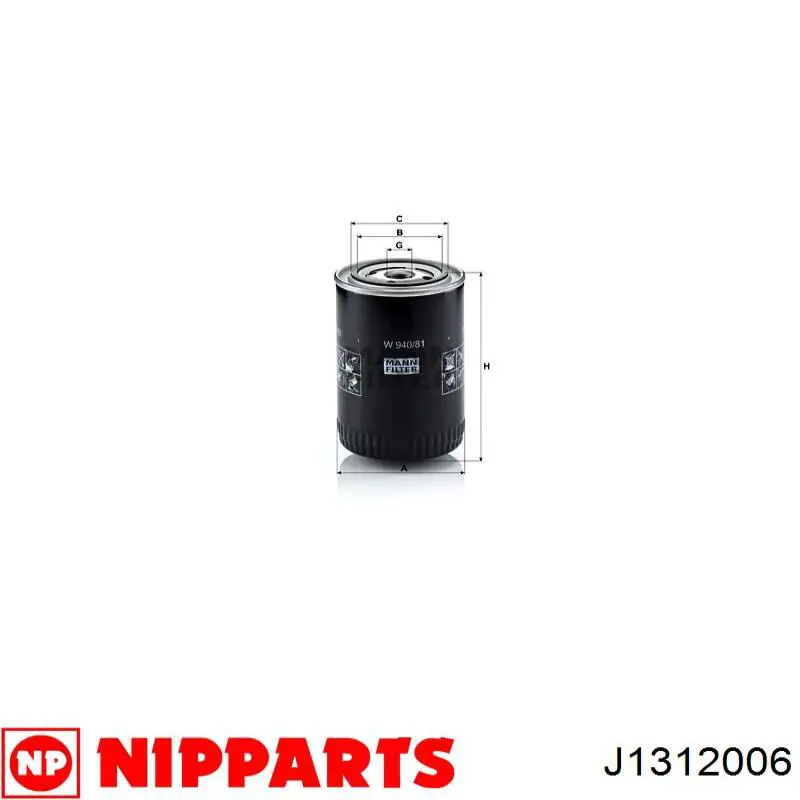 Масляний фільтр J1312006 Nipparts