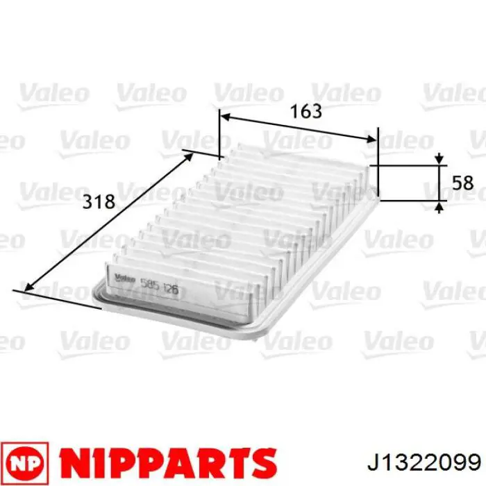 Елемент повітряного фільтра Nipparts J1322099 ціна, від 6.34 USD