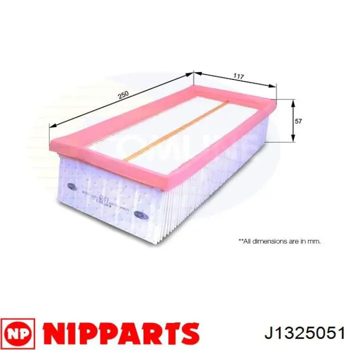 Елемент повітряного фільтра Nipparts J1325051 ціна, від 4.24 USD