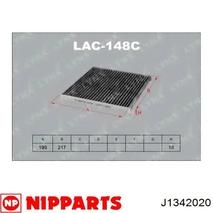 Купити J1342020 Nipparts Фільтр салону вугільний