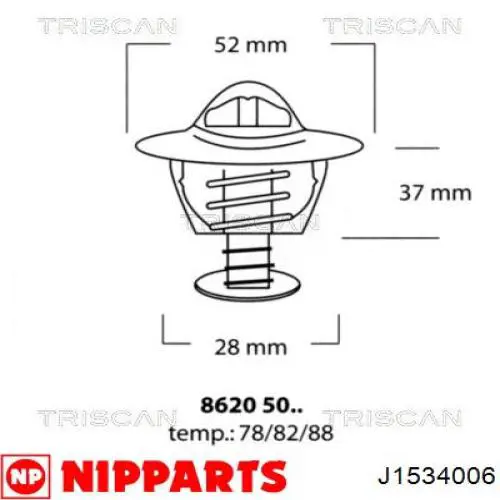 Автомобільний термостат Nipparts J1534006 ціна, від 10.13 USD