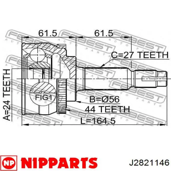 Купити J2821146 Nipparts Шарнір приводу зовнішній