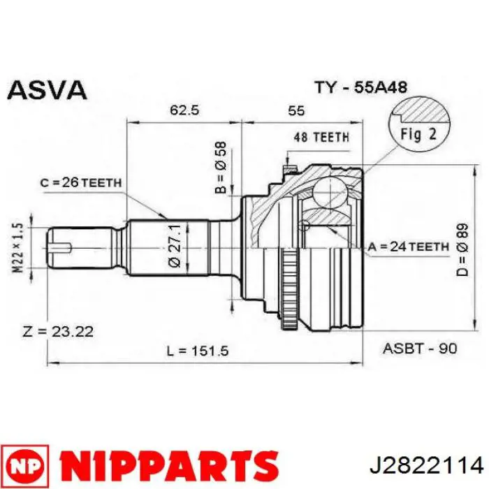 ШРУС зовнішній передній GI241 Japan Parts