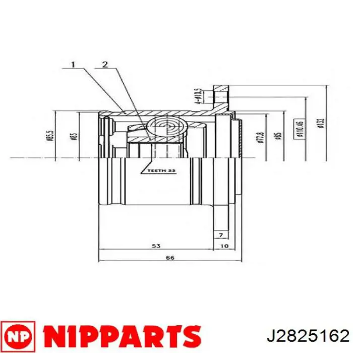 Граната колісна Nipparts J2825162 ціна, від 35.36 USD