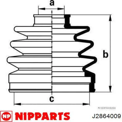 Купити J2864009 Nipparts Пильник шарніра приводу