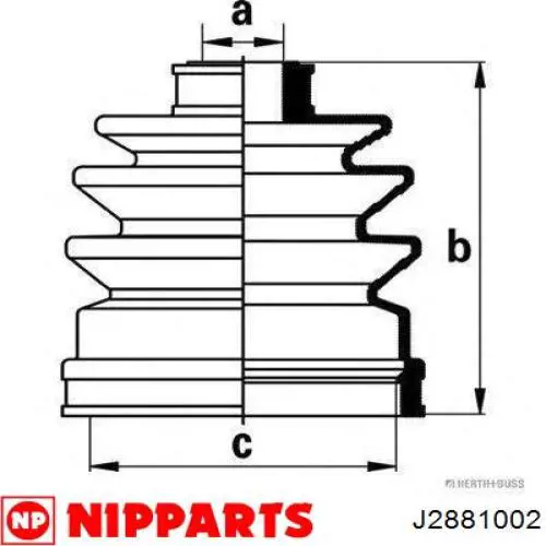 J2881002 Nipparts пильник шруса внутрішній, передній піввісі