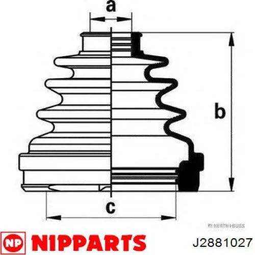 J2881027 Nipparts Пильник ШРКШ внутрішній, передній півосі