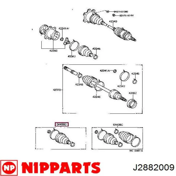 Пильник шарніра кутових швидкостей внутрішній задній Nipparts J2882009 ціна, від 9.73 USD