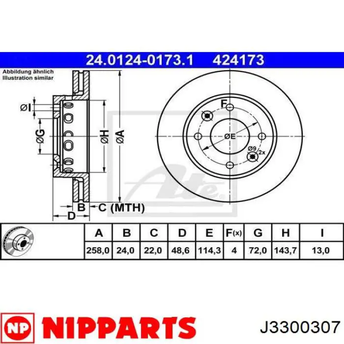 Гальмівні диски передні J3300307 Nipparts