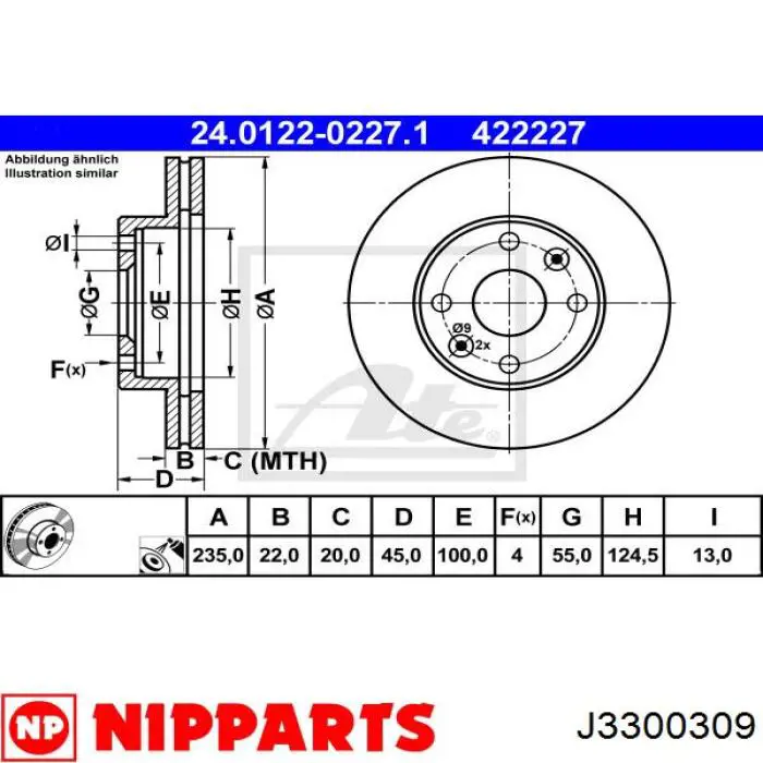Диск переднього гальма Nipparts J3300309 ціна, від 19.47 USD
