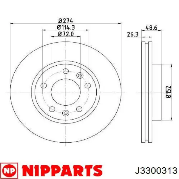 Купити J3300313 Nipparts Ротор гальмівний
