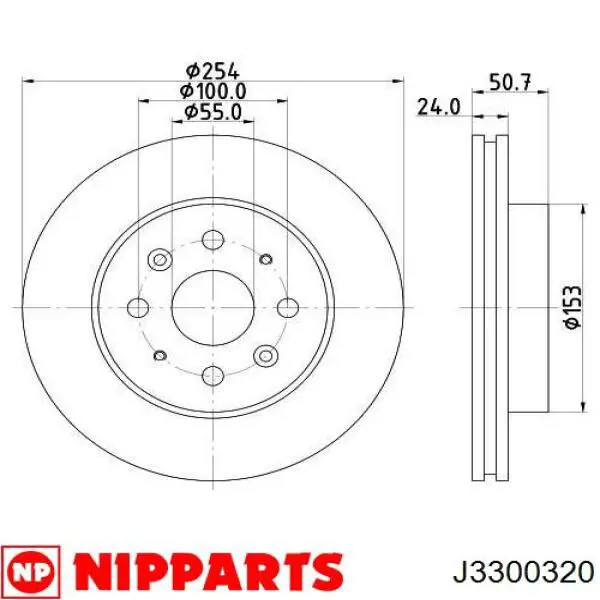 J3300320 Nipparts диск гальмівний передній