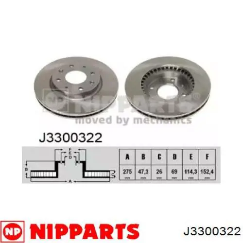 J3300322 Nipparts Гальмо дискове переднє