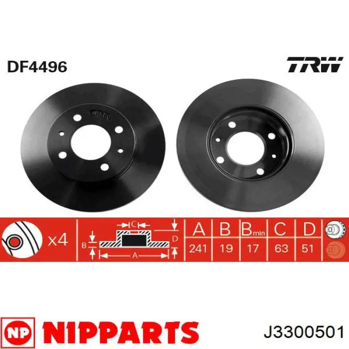 Диск гальмівний передній Nipparts J3300501