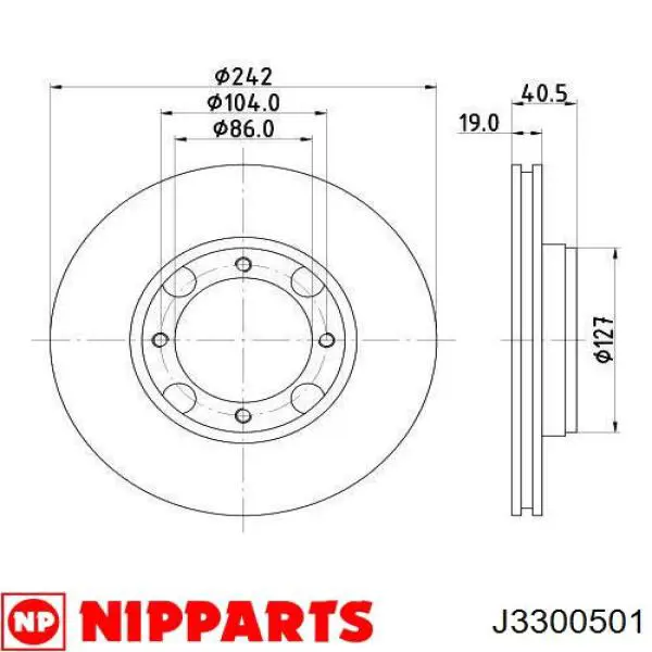 Диск переднього гальма Nipparts J3300501 ціна, від 29.10 USD