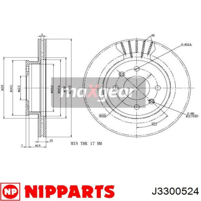 Диск переднього гальма Nipparts J3300524 ціна, від 26.86 USD