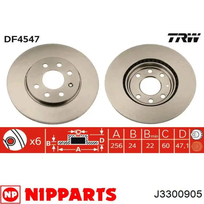 J3300905 Nipparts диск гальмівний передній