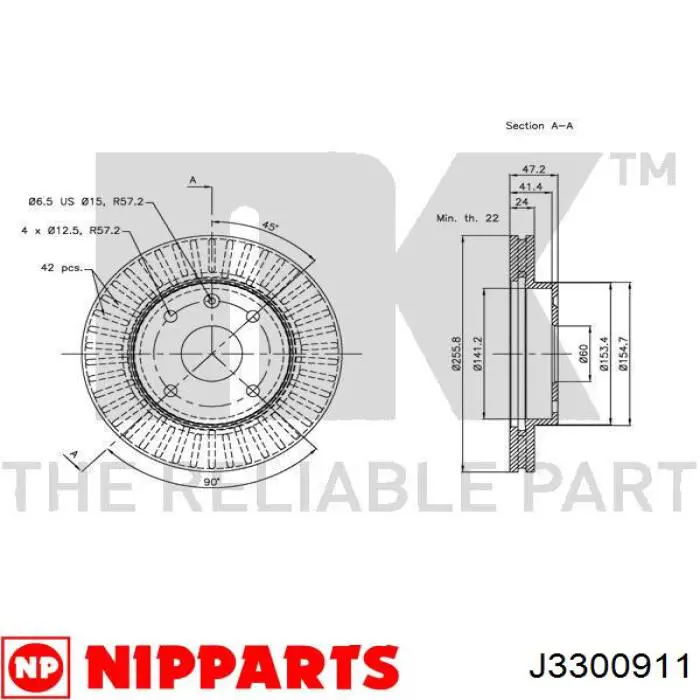 Диск гальмівний передній Nipparts J3300911
