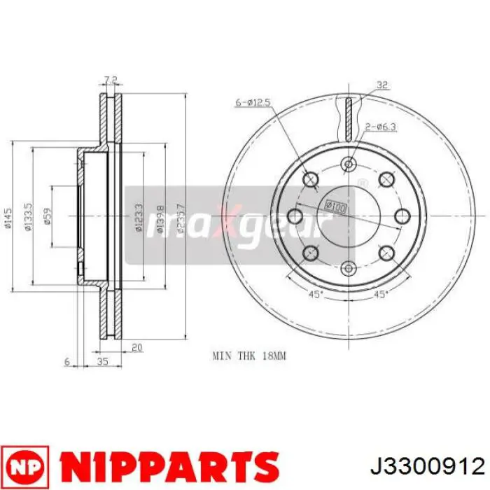 Гальмівні диски передні J3300912 Nipparts