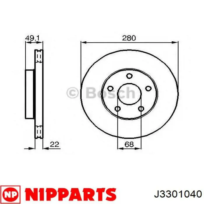J3301040 Nipparts диск гальмівний передній
