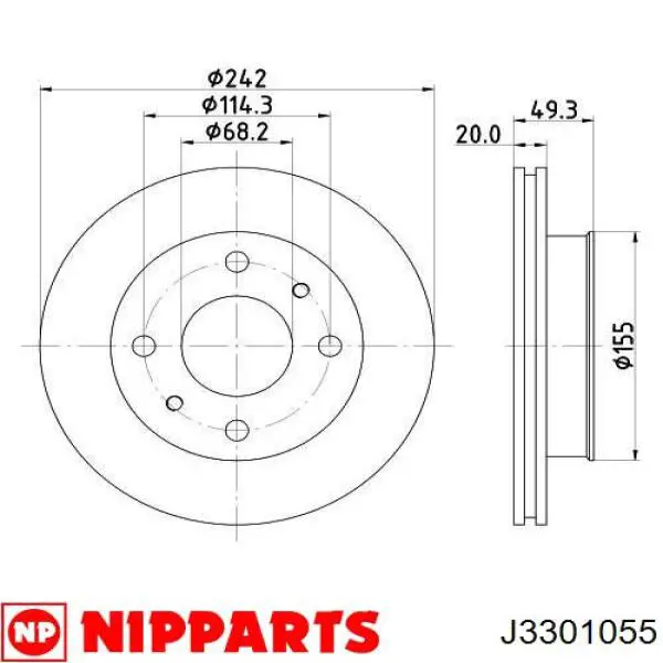 J3301055 Nipparts диск гальмівний передній
