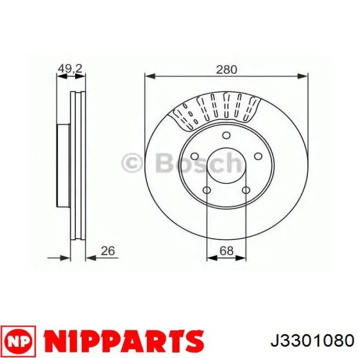 J3301080 Nipparts Гальмо дискове переднє