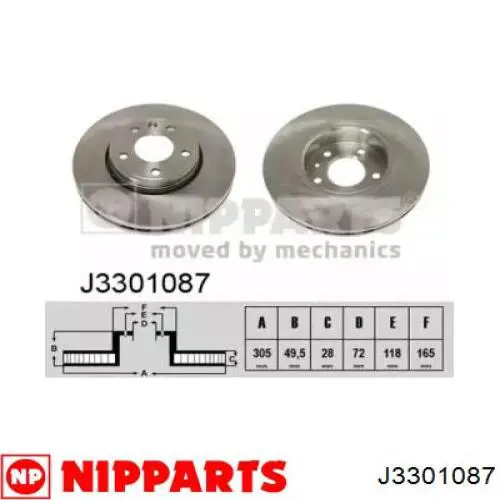 Диск переднього гальма Nipparts J3301087 ціна, від 50.93 USD