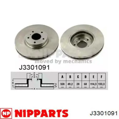 Гальмівні диски передні J3301091 Nipparts