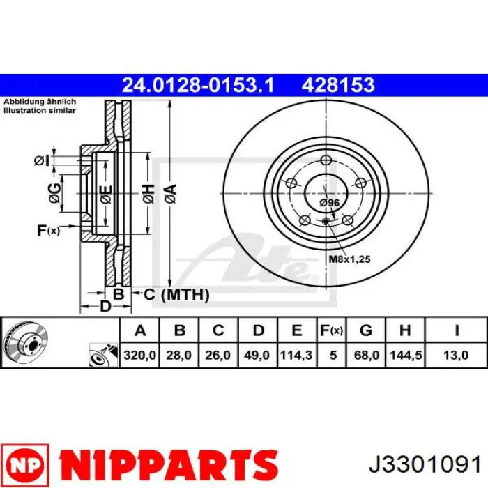J3301091 Nipparts диск гальмівний передній