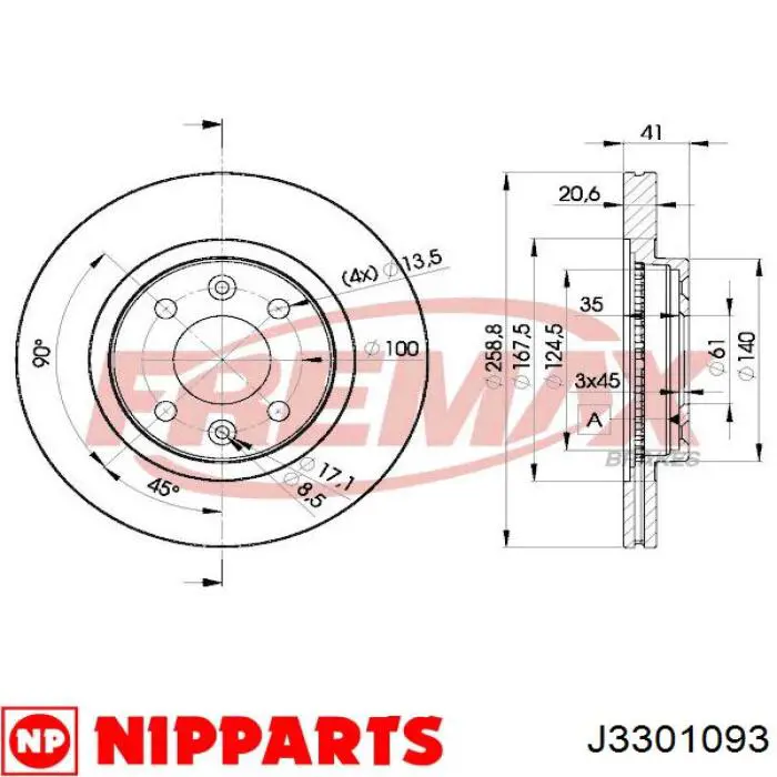 Гальмівні диски передні J3301093 Nipparts