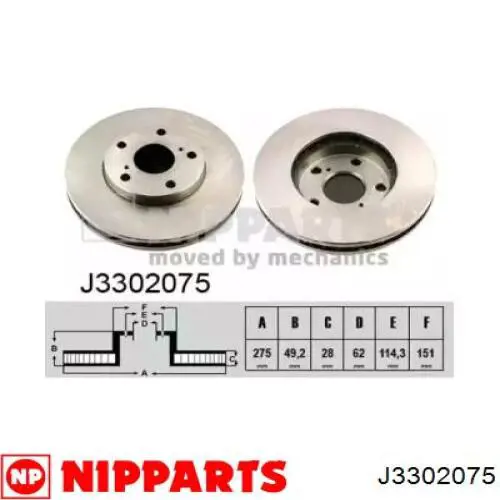 Диск переднього гальма Nipparts J3302075 ціна, від 38.03 USD