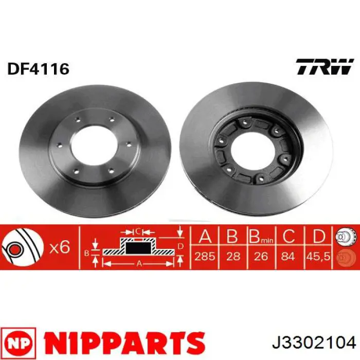Диск переднього гальма Nipparts J3302104 ціна, від 44.81 USD