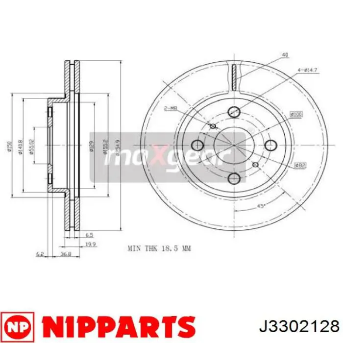 Диск гальмівний передній J3302128 Nipparts