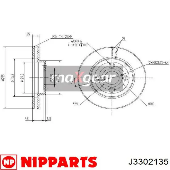 J3302135 Nipparts диск гальмівний передній