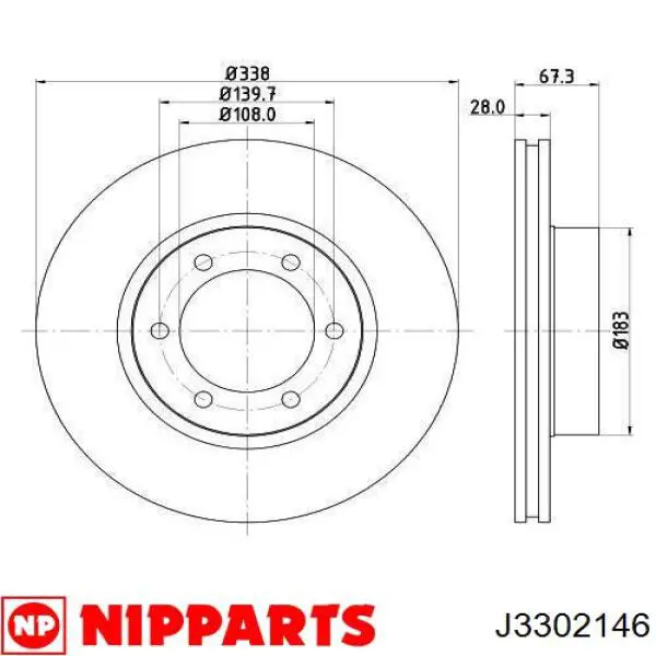 Гальмівні диски передні J3302146 Nipparts
