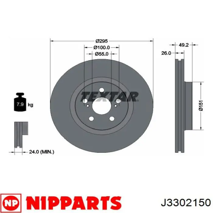 Диск переднього гальма Nipparts J3302150 ціна, від 42.78 USD