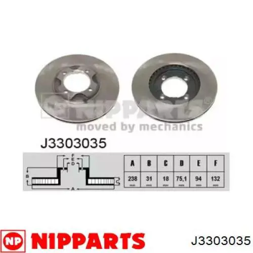 Диск переднього гальма Nipparts J3303035 ціна, від 18.89 USD