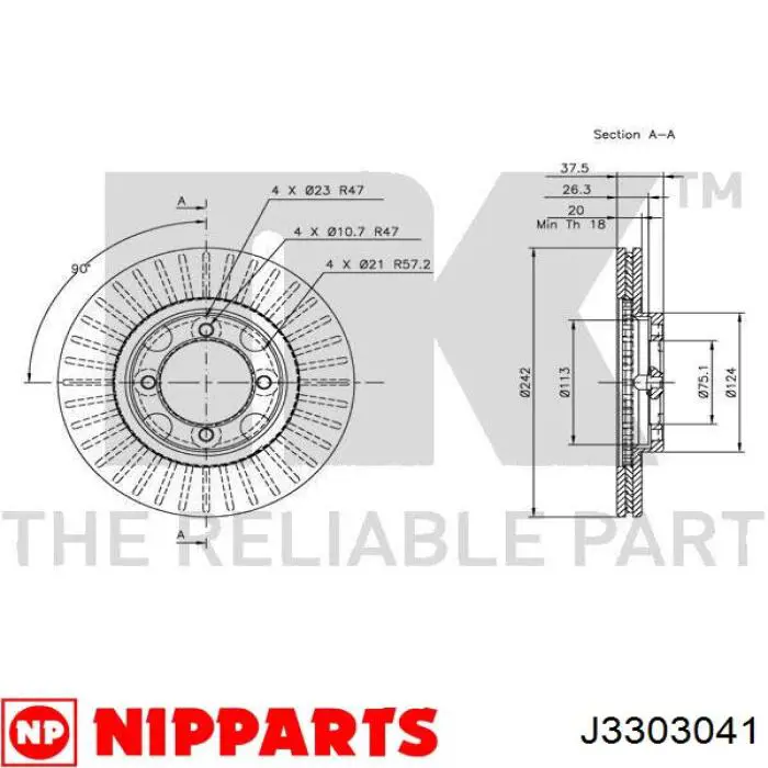 Диск переднього гальма Nipparts J3303041 ціна, від 25.04 USD