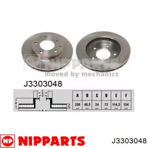 J3303048 Nipparts Гальмо дискове переднє
