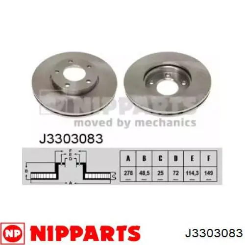 Диск переднього гальма Nipparts J3303083 ціна, від 33.37 USD