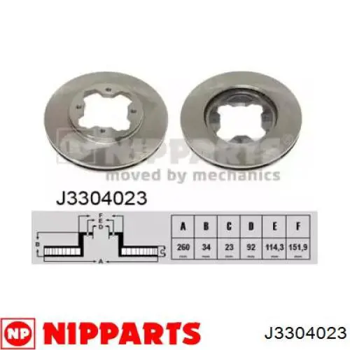 J3304023 Nipparts диск гальмівний передній