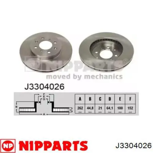 J3304026 Nipparts Гальмо дискове переднє