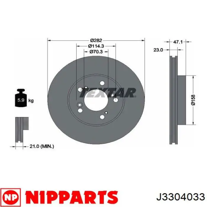 J3304033 Nipparts диск гальмівний передній