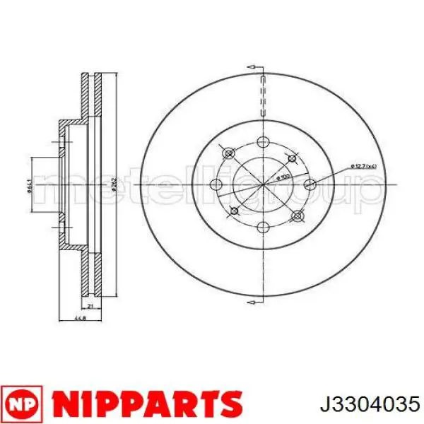 Диск переднього гальма Nipparts J3304035 ціна, від 36.65 USD
